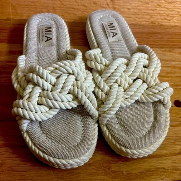 MIA Cream Rope Sandals Womens Sz 8 - Picture 1 of 7